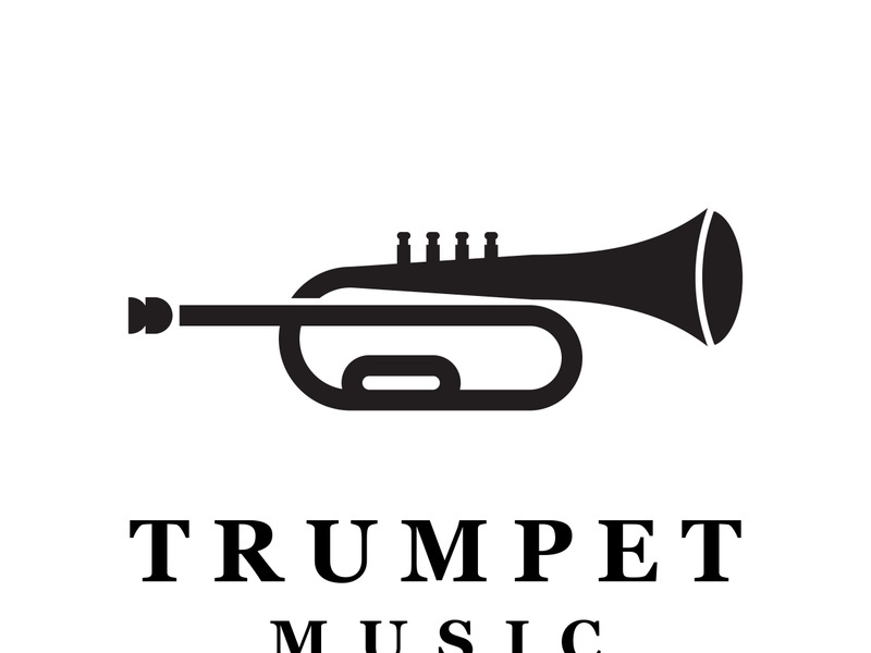 Musical instrument simple icon trumpet for jazz music logo design