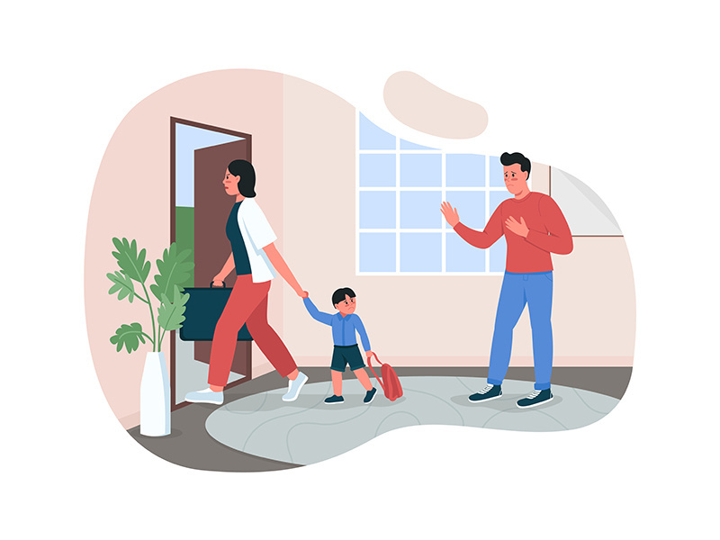 Parents divorce 2D vector web banner, poster