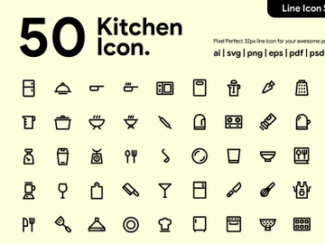 50 Kitchen Line Icon preview picture