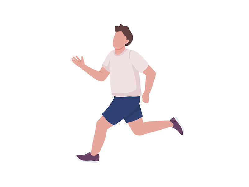 Running athlete semi flat color vector character