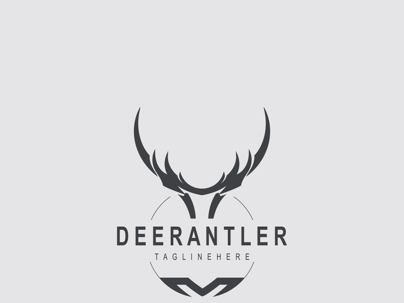 Deer antler logo for hunting and adventure community in nature simple and elegant symbol