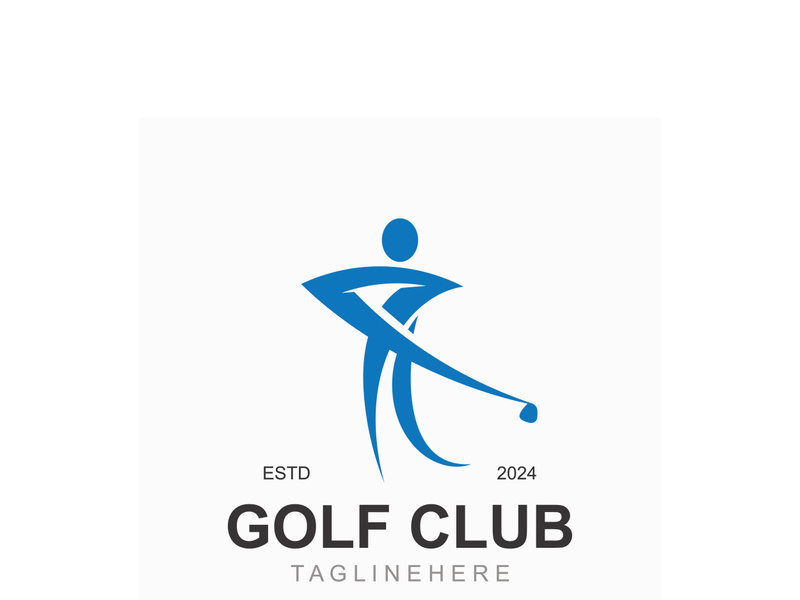 Golf player logo sport simple and modern creative design template