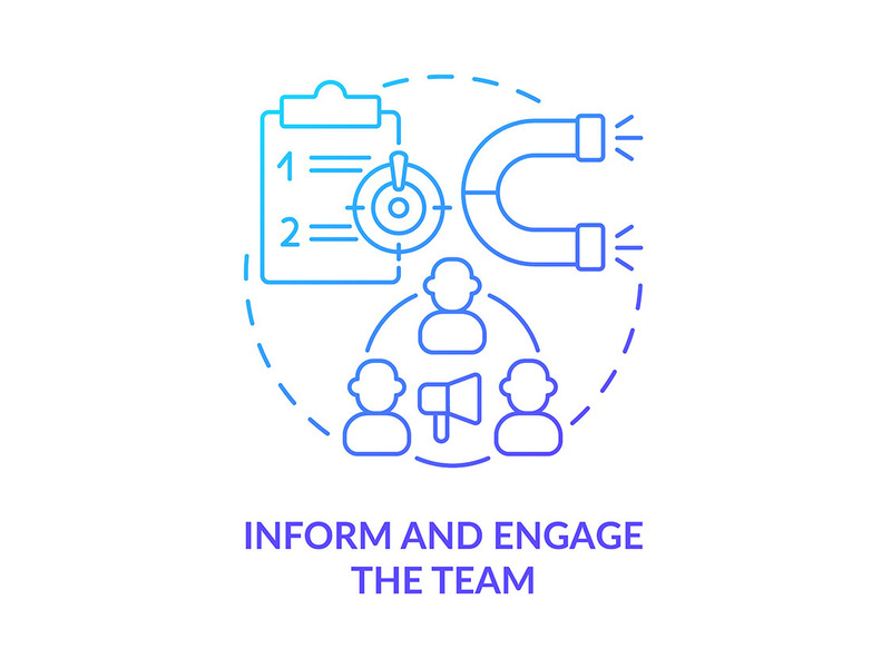 Inform and engage team blue gradient concept icon