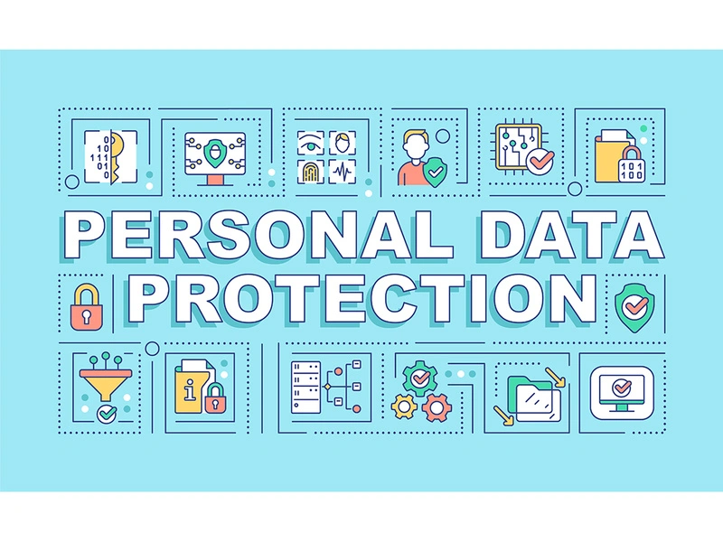 Personal data protection word concepts turquoise banner