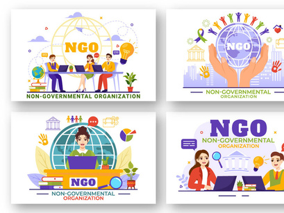 12 NGO or Non Governmental Organization Illustration