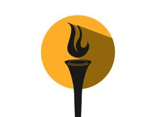 Burning Torch Fire Flame with Pillar column logo design