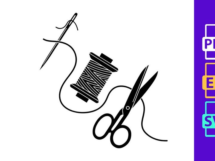 Tailoring and Dressmaking Tools with Thread and Scissors