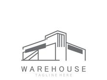 Warehouse modern storage logo business industry illustration