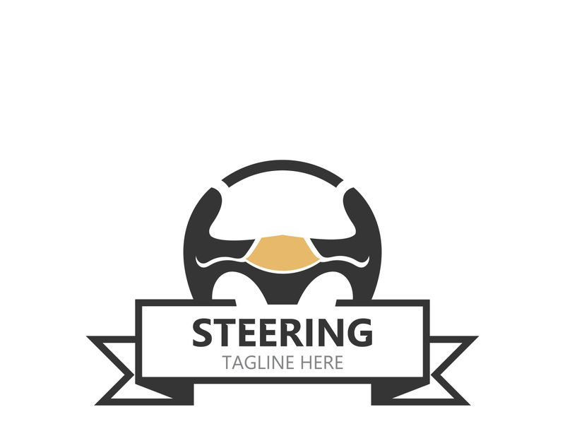 Steering wheel logo automotive car design garage auto repair workshop illustration