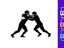 Two american football players in a fierce competition on the field