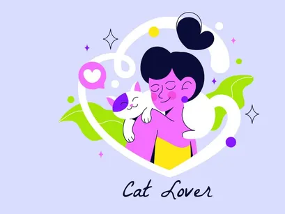 4 Cat Lover Vector Illustration