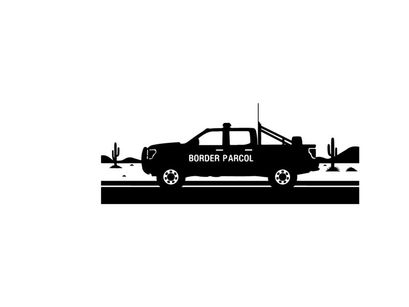 Silhouette of a pickup truck in the desert with cacti