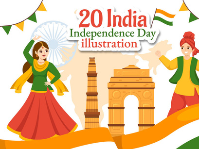 20 Happy Independence Day India Illustration