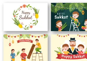 13 Jewish Holiday Sukkot Illustration