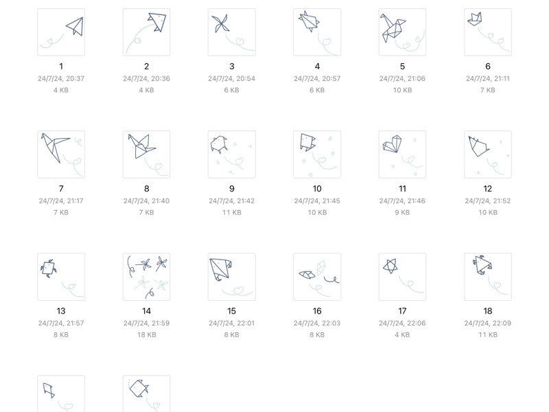 20 svg icons blue origami paper