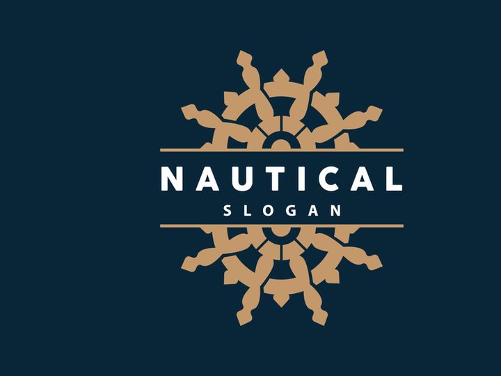 Ship Steering Logo, Steering Wheel Boat Ship Yacht Compass Vector,