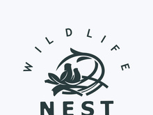 Bird nest logo natural root and leaf habitat bird house isolated template vector