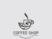Coffee Shop logo line art illustration design