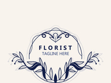 Florist logo beautiful floral leaf and flower vector art, icon graphic decoration business wedding template