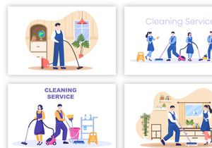 20 Cleaning Service Flat Design Illustration