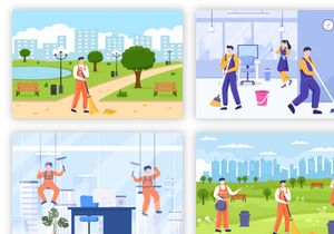 20 Cleaning Service Flat Design Illustration