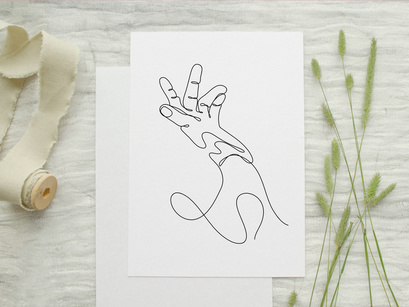 Abstract Human Hand One line drawing art singulart aesthetic simple