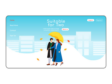 Suitable for two umbrella landing page flat color vector template preview picture