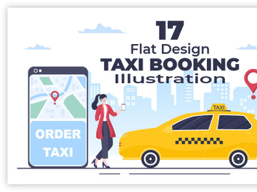 17 Online Taxi Booking Travel Service Flat Design Illustration preview picture
