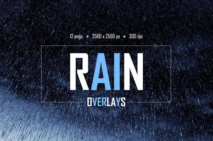 12 Falling Rain Overlays