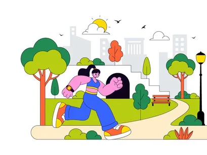 10 City Park Vector Illustration
