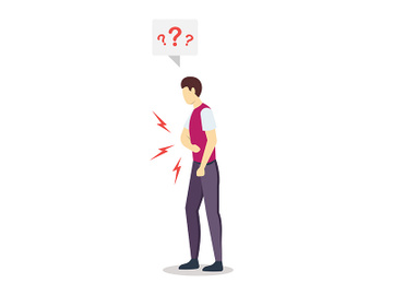 Man having stomach ache semi flat RGB color vector illustration preview picture