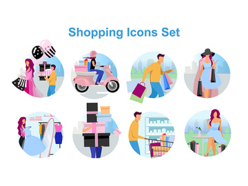 Shopping flat concept icons set preview picture