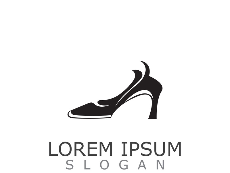 Women shoes logo design High heel fashion shop icon vector for business store