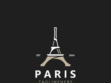 Tower Paris france Black Silhouette logo design template Illustration preview picture