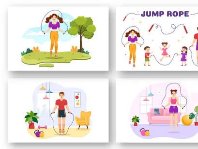 12 Jump Rope Sport Illustration