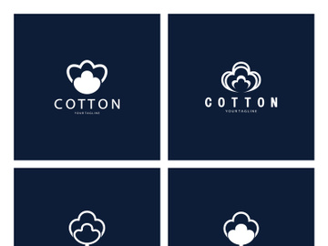 Soft natural organic cotton flower plant logo for cotton plantations, industries,business,textile,clothing and beauty,vector preview picture