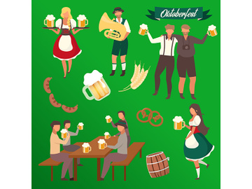 Oktoberfest flat vector illustrations set preview picture