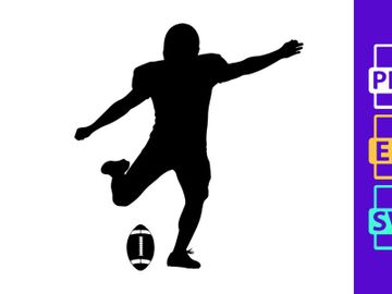 Rugby player kicking a rugby ball in mid action silhouette preview picture