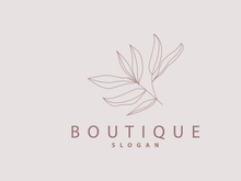 Leaf Line Logo, Beautiful Hand Drawn Design