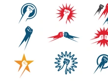 Punch power hand logo vector