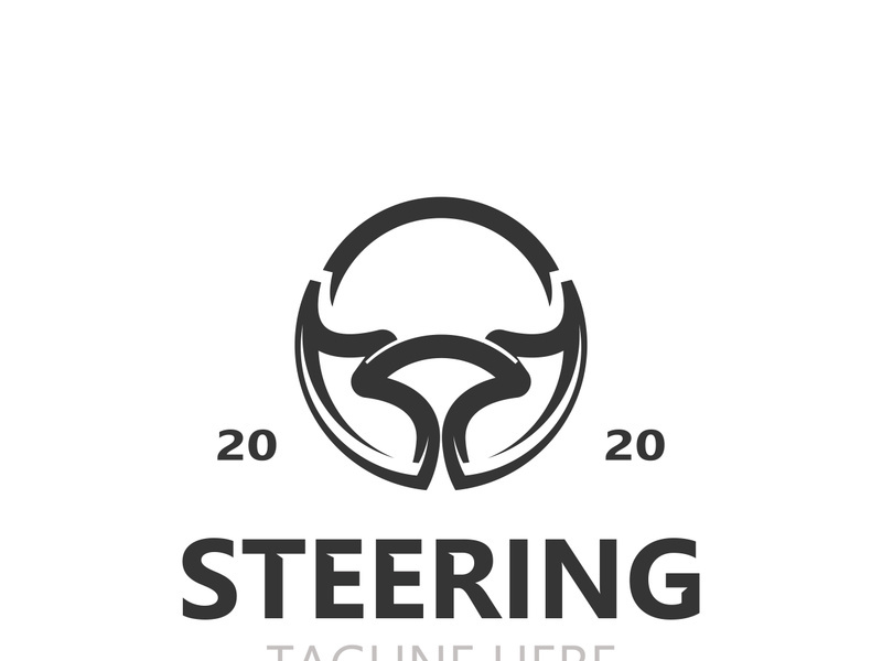 Steering wheel logo automotive car design garage auto repair workshop illustration