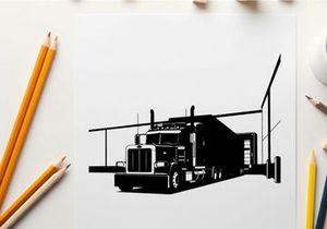 Silhouette of a semi truck parked in a loading dock area