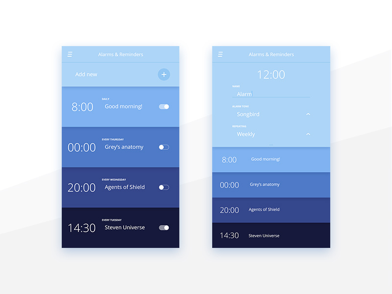 Alarm & Reminder App UI