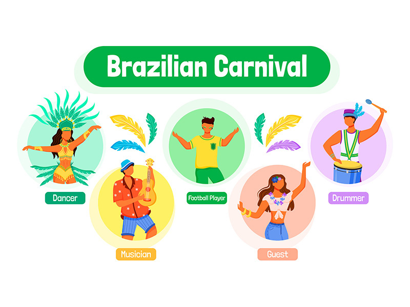 Brazilian carnival flat color vector informational infographic template