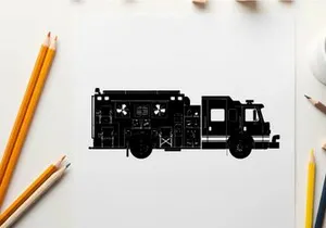 Fire truck silhouette profile view
