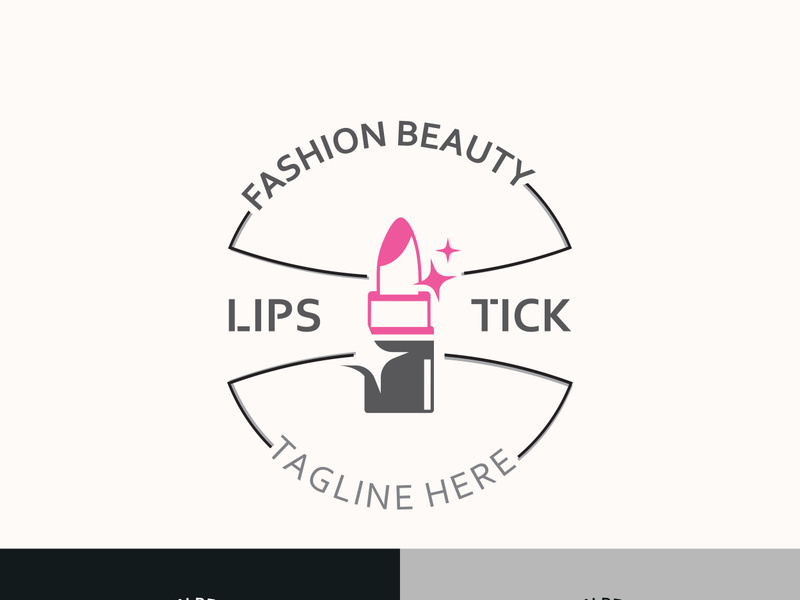 Lipstick logo design for makeup fashion shop and beauty vector cosmetic design template