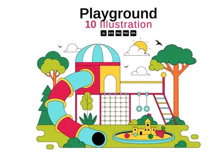 10 Playground Vector Illustration