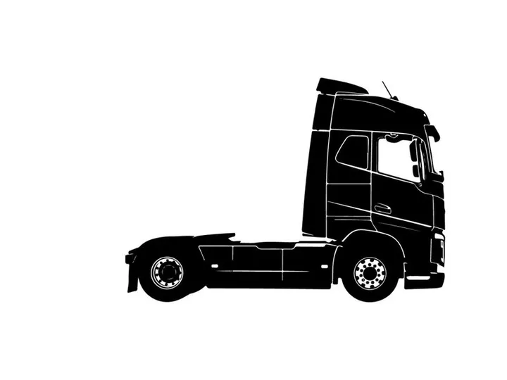 Silhouette of a large truck with a sleeper cabin