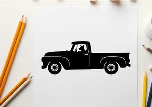 Silhouette of a classic pickup truck with a single cab