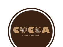 cocoa logo,cocoa bean,cocoa tree,cocoa branches and leaves,chocolate mix on white background,vintage,modern,simple,minimalist icon illustration template design vector